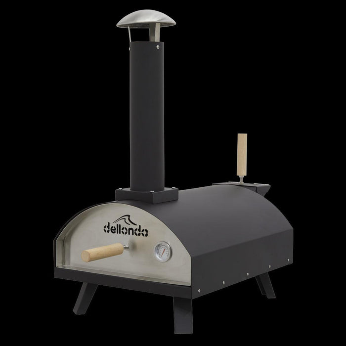 Dellonda Portable Wood-Fired 14" Pizza Oven and Smoking Oven Black/Stainless Steel Dellonda - UK Camping And Leisure