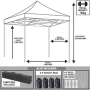 Dellonda Premium 3 x 3m Pop-Up Gazebo - Grey Dellonda - UK Camping And Leisure