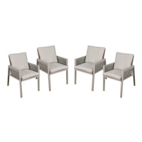Dellonda Set of 4 Fusion Garden/Patio Aluminium Dining Chairs with Armrests - Light Grey