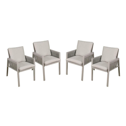 Dellonda Set of 4 Fusion Garden/Patio Aluminium Dining Chairs with Armrests - Light Grey - UK Camping And Leisure