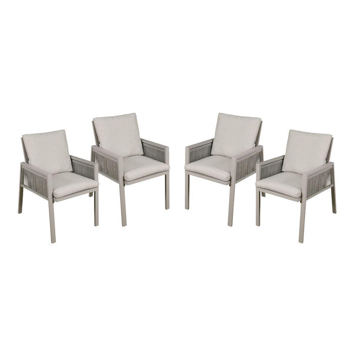 Dellonda Set of 4 Fusion Garden/Patio Aluminium Dining Chairs with Armrests - Light Grey Dellonda - UK Camping And Leisure