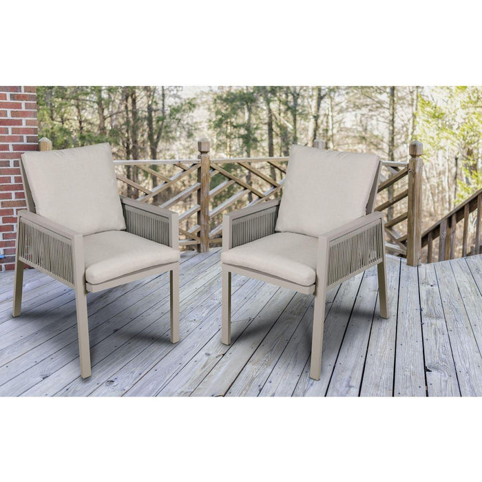 Dellonda Set of 4 Fusion Garden/Patio Aluminium Dining Chairs with Armrests - Light Grey UK Camping And Leisure