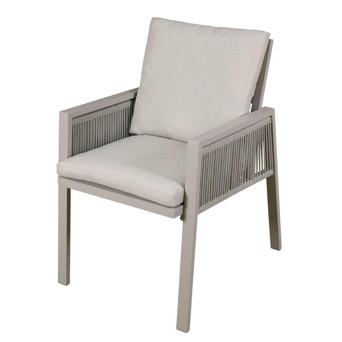 Dellonda Set of 4 Fusion Garden/Patio Aluminium Dining Chairs with Armrests - Light Grey Dellonda - UK Camping And Leisure