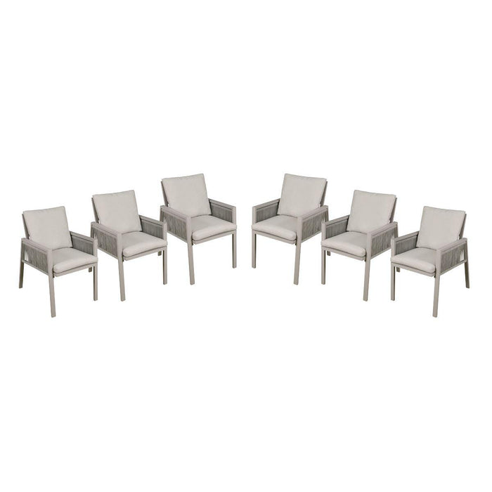 Dellonda Set of 6 Fusion Garden/Patio Dining Chairs with Armrests - Light Grey Dellonda - UK Camping And Leisure