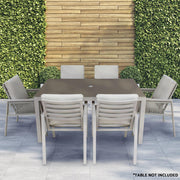 Dellonda Set of 6 Fusion Garden/Patio Dining Chairs with Armrests - Light Grey Dellonda - UK Camping And Leisure