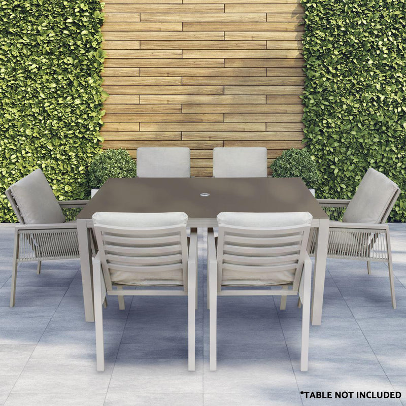 Dellonda Set of 6 Fusion Garden/Patio Dining Chairs with Armrests - Light Grey Dellonda - UK Camping And Leisure