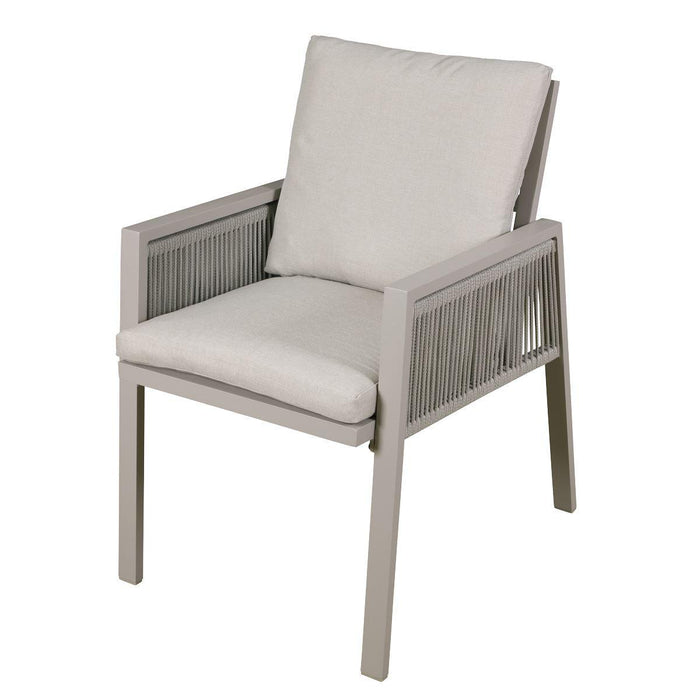Dellonda Set of 6 Fusion Garden/Patio Dining Chairs with Armrests - Light Grey UK Camping And Leisure