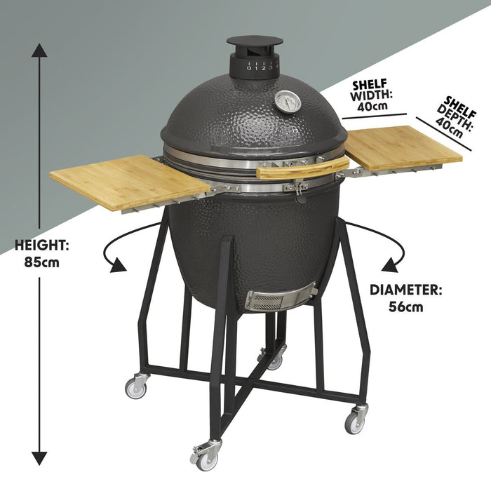 Dellonda Deluxe 22"(56cm) Ceramic Kamado Style BBQ with Wheeled Stand Dellonda - UK Camping And Leisure