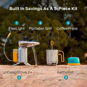 Biolite CampStove 2+ Complete Cook Kit Stove with USB Charging New 2025 Model Biolite - UK Camping And Leisure