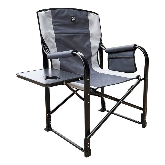Olpro Directors Chair with side table Grey & Charcoal Olpro - UK Camping And Leisure