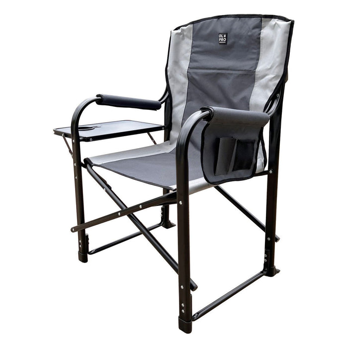 Olpro Directors Chair with side table Grey & Charcoal Olpro - UK Camping And Leisure