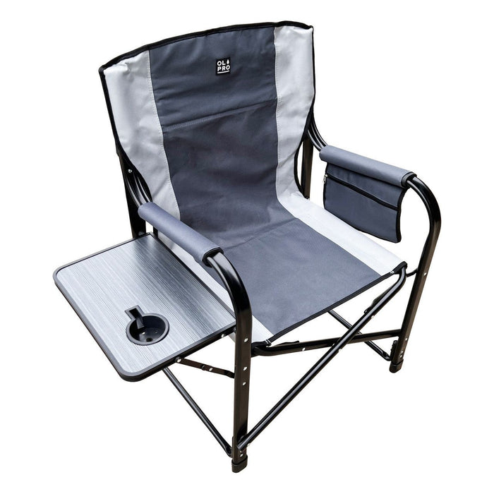 Olpro Directors Chair with side table Grey & Charcoal Olpro - UK Camping And Leisure