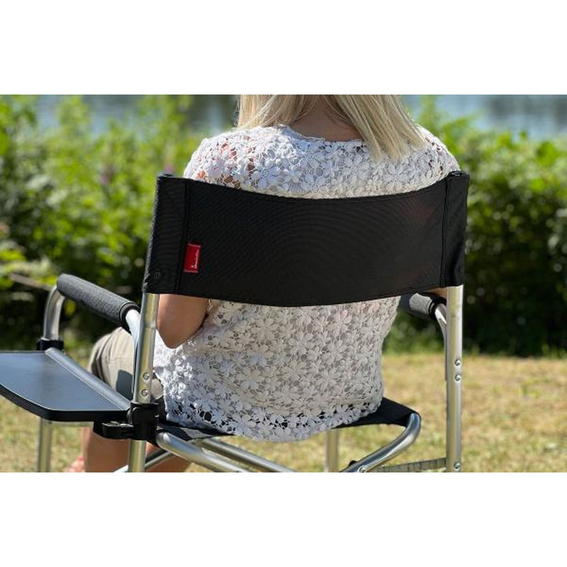Isabella Lightweight Dark Grey Aluminium Folding Directors Chair Side Table | camping chair, camping table