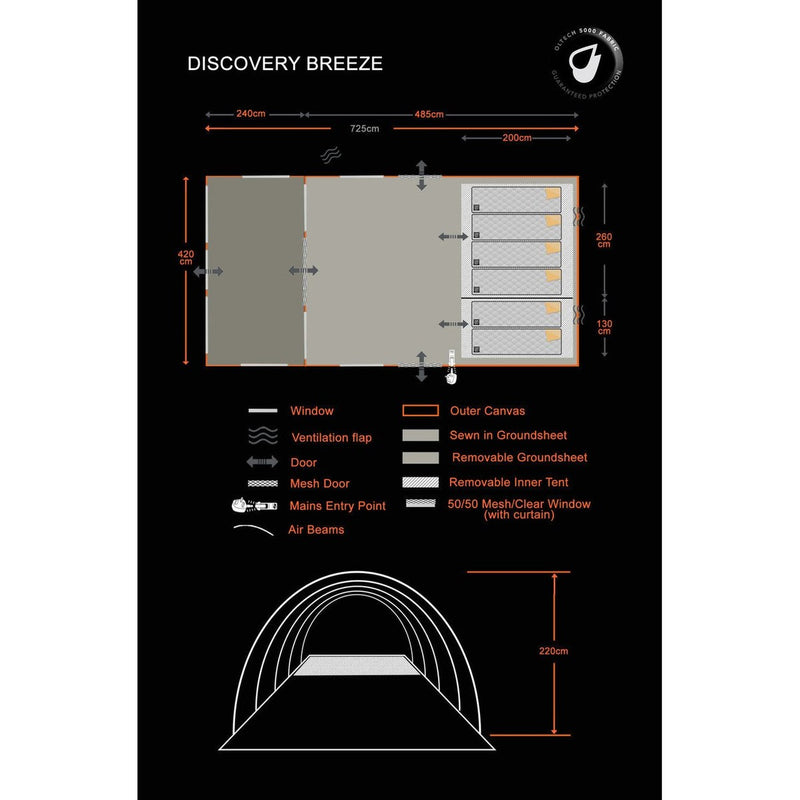 Olpro Discovery Breeze - 6 Berth Inflatable Tent Olpro - UK Camping And Leisure