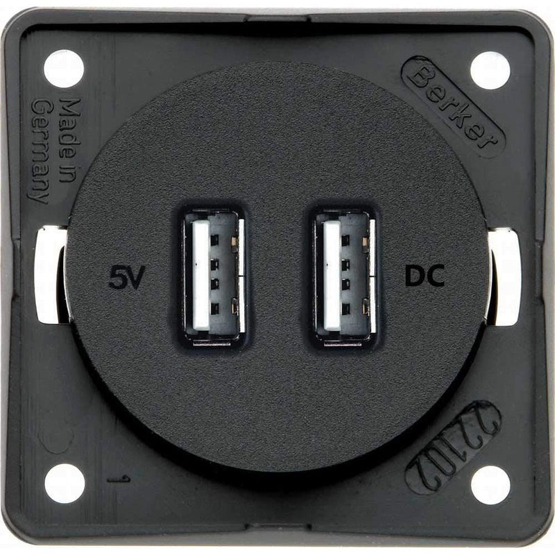 Berker Twin Usb Charging Point Anthracite 21238A Berker - UK Camping And Leisure