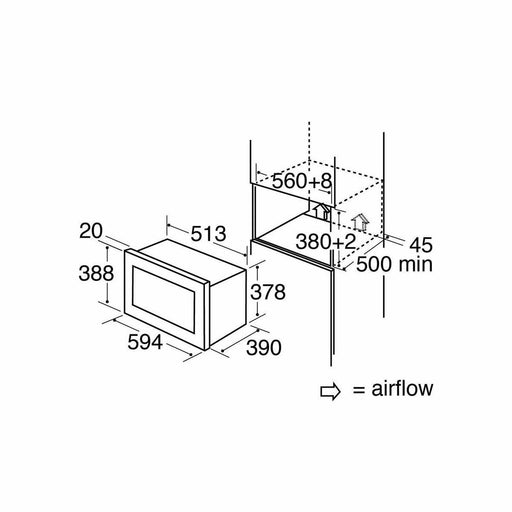 CDA Integrated Microwave Oven 25L 5 Power Levels Stainless Steel CDA - UK Camping And Leisure