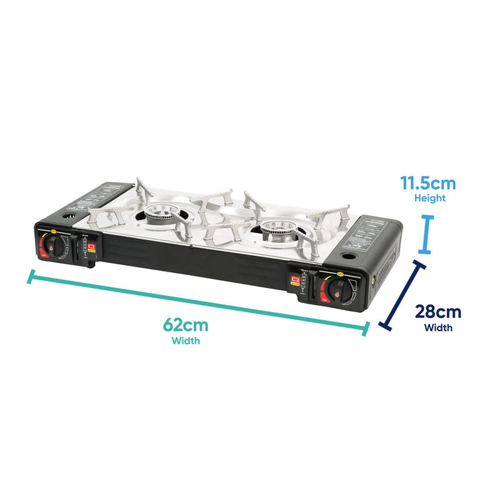 Leisureiwze Gourmet2 Double burner portable gas Cooking stove Leisurewize - UK Camping And Leisure