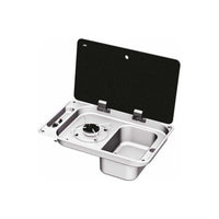 CAN 1 Burner Sink Combi Unit with Glass Lid and Piezo Ignition (Right Handed)