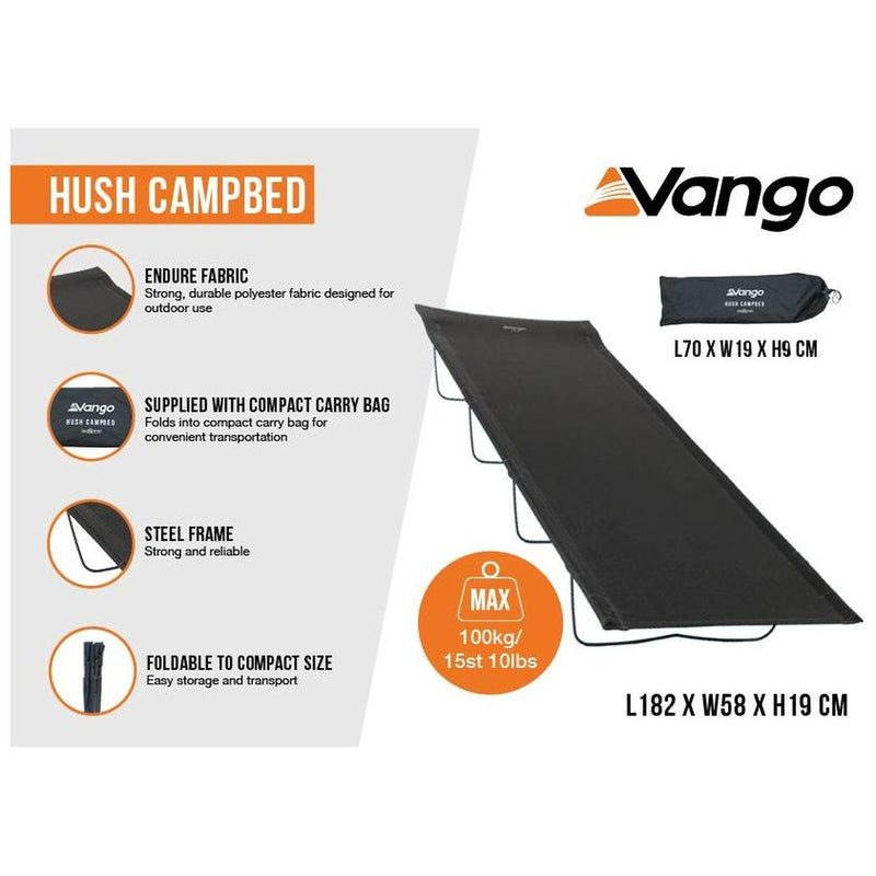 Compact Folding Camping Bed Vango Hush Campbed 4 Leg Camp Bed Vango - UK Camping And Leisure