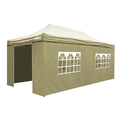 Dellonda 3x6m Pop-Up Gazebo & Side Walls Water Resistant Fabric - Beige Dellonda - UK Camping And Leisure