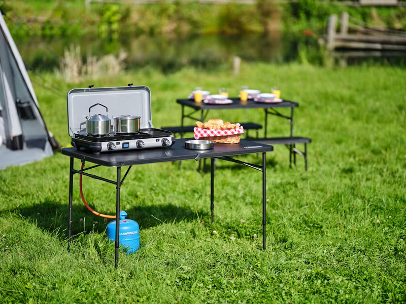 Campingaz Camping Kitchen 2 Multi-Cook Double Burner Portable Camping Gas Stove and Side Grill
