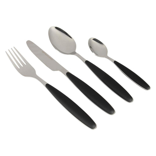 Gimex Cutlery Black Soft Touch Handle 16 Pieces Gimex - UK Camping And Leisure