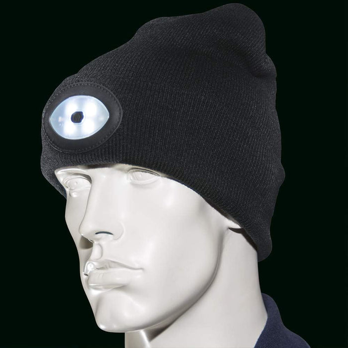 Draper Beanie Hat with Rechargeable Torch, One Size, 1W, 100 Lumens, Black 99521 Draper - UK Camping And Leisure