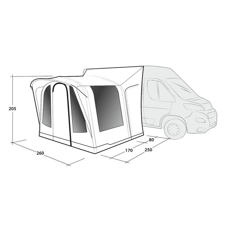 Outwell Santa Monica Air Mid High Driveaway Awning Campervan 240-270cm - View 9