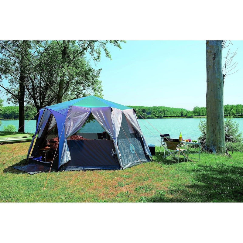 Coleman Cortes Octagon 8 Person Dome Glamping Yurt Camping Family Tent Blue Coleman - UK Camping And Leisure