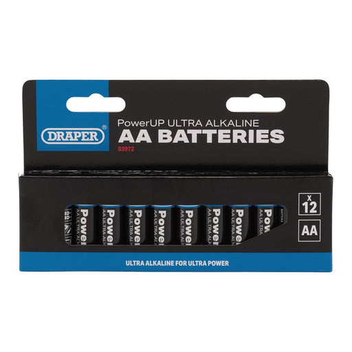 Draper PowerUP Ultra Alkaline AA Batteries (Pack of 12) 03972 Draper - UK Camping And Leisure