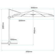 Dellonda Cantilever Parasol with 360 Rotation, Tilt & Cover 3m - Cream Dellonda - UK Camping And Leisure