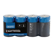Draper PowerUP Ultra Alkaline D Batteries (Pack of 4) 03979 Draper - UK Camping And Leisure