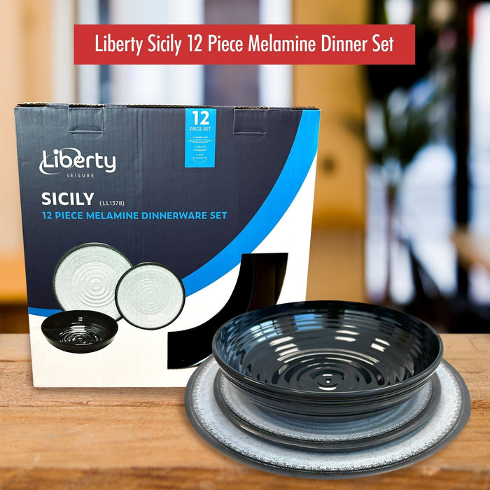 MDS1203 Liberty Sicily 12 Piece Melamine Dinner Set LL1378 Liberty Leisure UK - UK Camping And Leisure