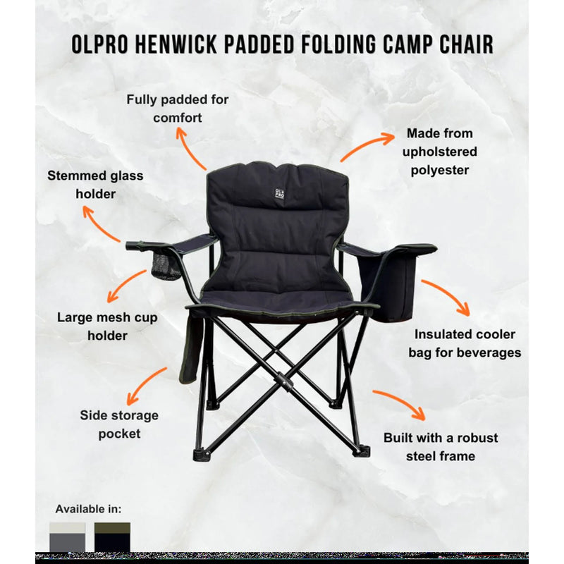 Olpro Henwick Padded Folding Camp Chair Orange & Black