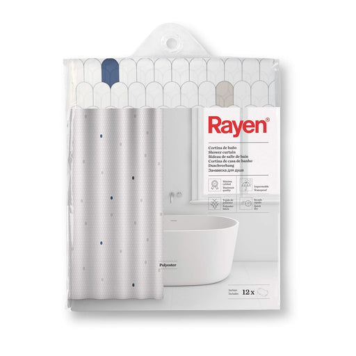 Shower Curtain White & Cells 2348 Rayen - UK Camping And Leisure