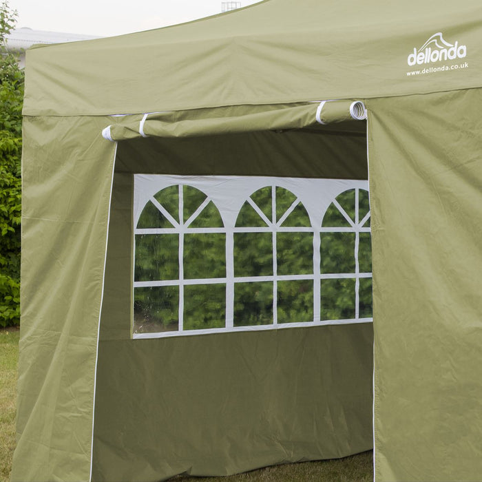 Dellonda 2x2m Pop-Up Gazebo & Side Walls  Carry Bag Rope Stakes & Weight Beige Dellonda - UK Camping And Leisure