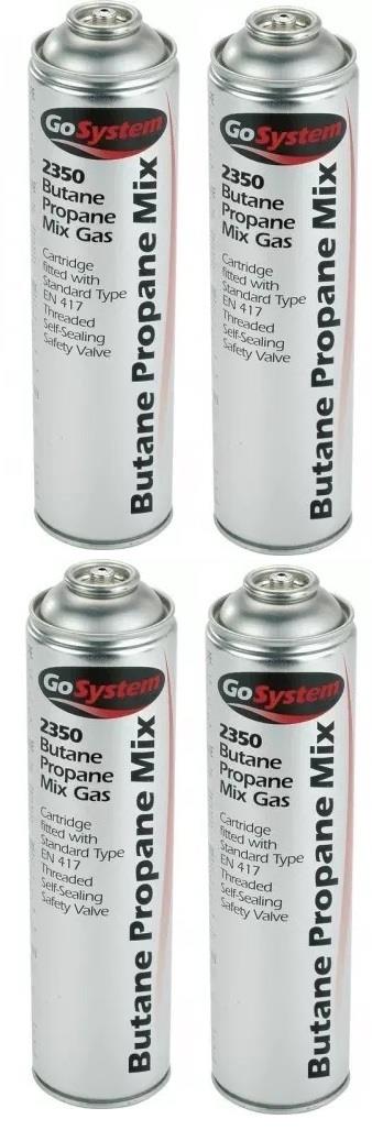 4x GoSystem Butane Propane Mix Gas 350g 631ml Go System - UK Camping And Leisure