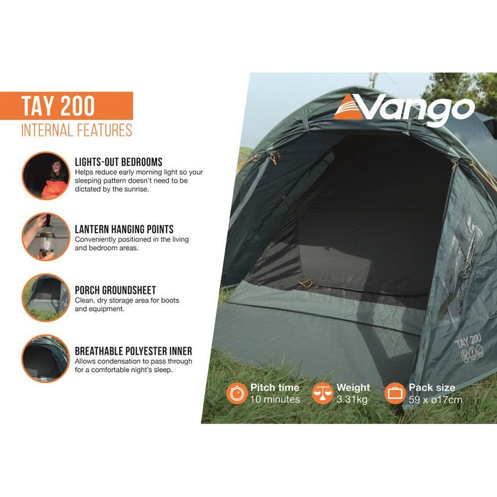 Vango Tay 200 Tent 2 Person Man Waterproof Outdoor Camping Hiking Festival