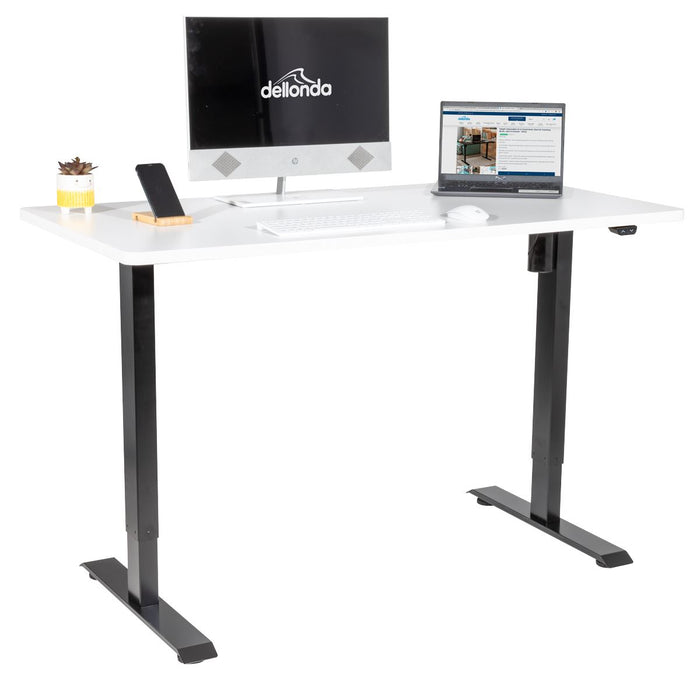 Dellonda Single Motor Adjustable-Height Electric Sit/Stand Desk - White Desktop Dellonda - UK Camping And Leisure