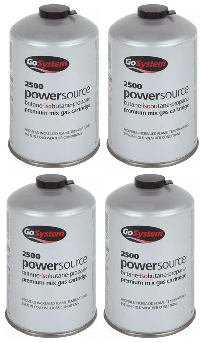 4x Go System PowerSource Butane Propane Threaded Gas Canister - 445g Go System - UK Camping And Leisure