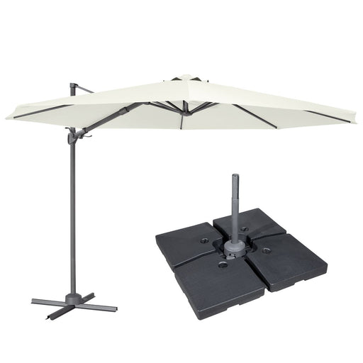 Dellonda Cantilever Parasol with 360 Rotation, Tilt, Cover & Base 3m - Cream Dellonda - UK Camping And Leisure