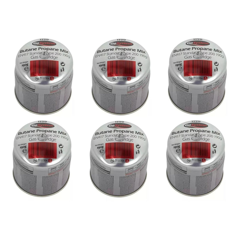6x Go System Pierceable Butane Propane Gas Cartridge Fishing Camping 190g Go System - UK Camping And Leisure