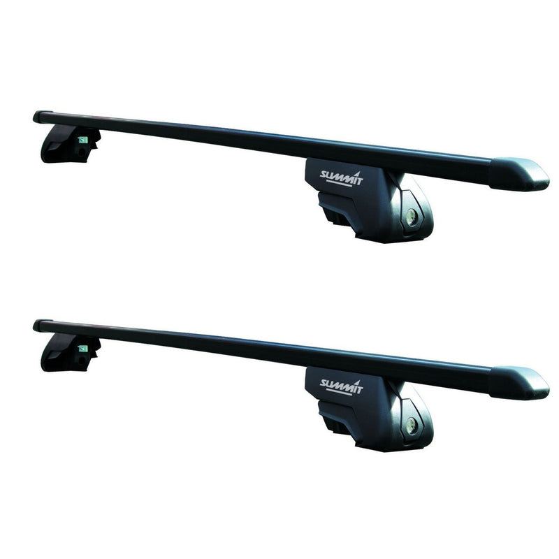 SUP-830 Premium Railing Roof Bar for Cars with Raised Running Rails, Black Steel, Set of 2