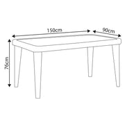 Dellonda  Dining Tables with Tempered Glass Top 150 x 90 x 76cm - Ivory White Dellonda - UK Camping And Leisure