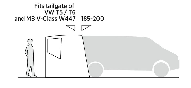 Easy Camp Krossbu Tailgate Awning Grey | VW T5, campervan, VW T6, lightweight