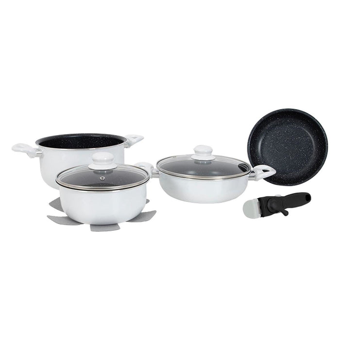 Gimex Cookware Induction White 7 Pieces Gimex - UK Camping And Leisure