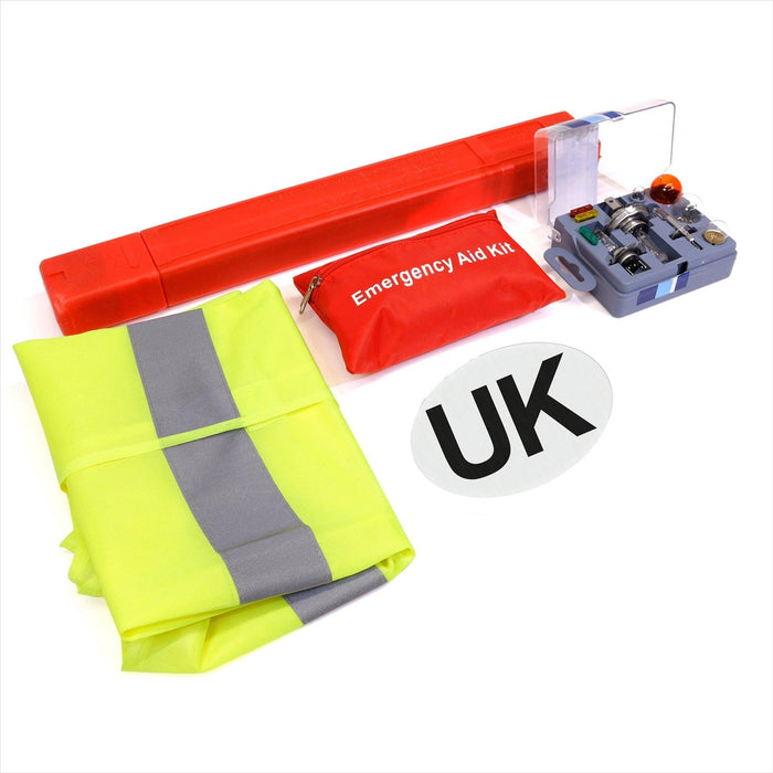 European Breakdown Emergency Travel Kit Triangle Vest Bulb Kit UK Sticker Streetwize - UK Camping And Leisure