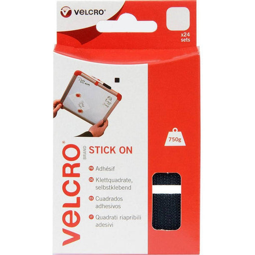 Stylish Velcro® Brand Stick On Squares 25mm x 24 Black Velcro - UK Camping And Leisure