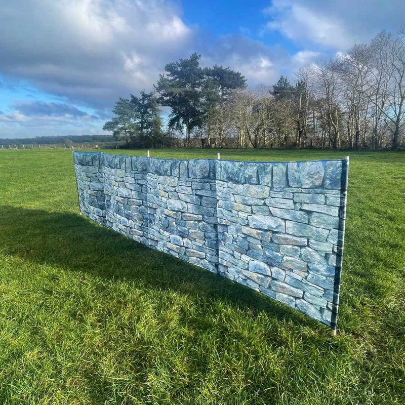 Olpro Stone Wall Folding Wooden Windbreak 4 Panels 480cm