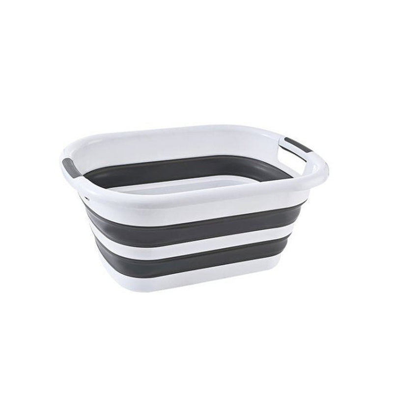 Via Mondo Folding Laundry Basket 26L White/Grey | UK Camping and Leisure